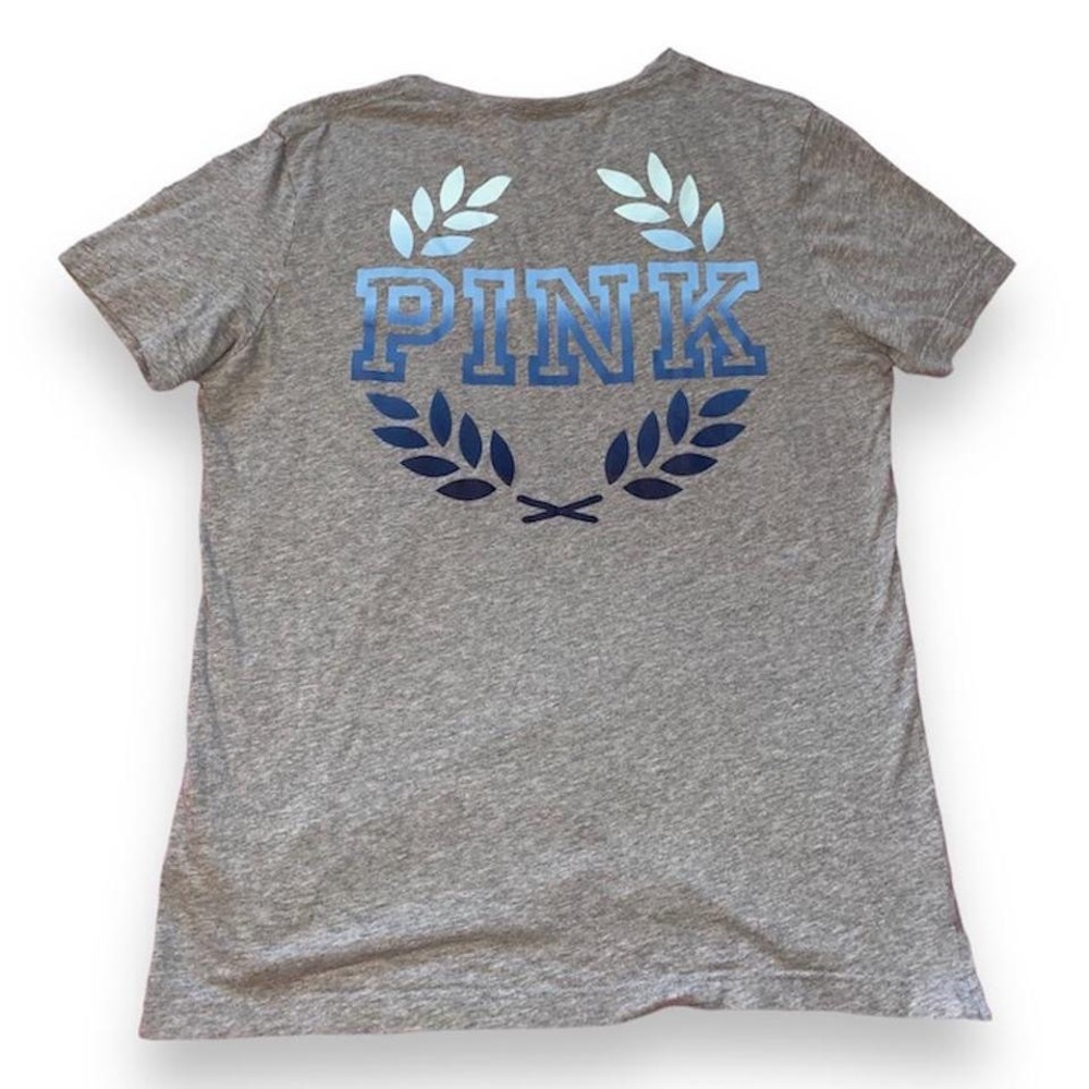 Victoria secret pink top grey and blue ombré graphic tee tie dye t shirt
